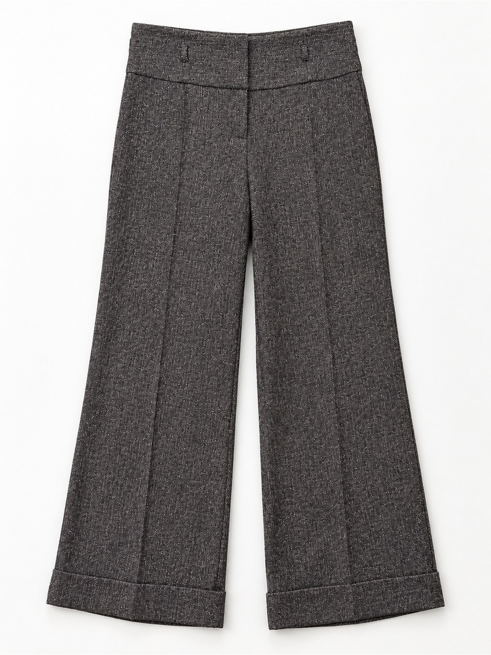 Tape Measure Wide-Leg Gray cuffed high rise Dress trousers